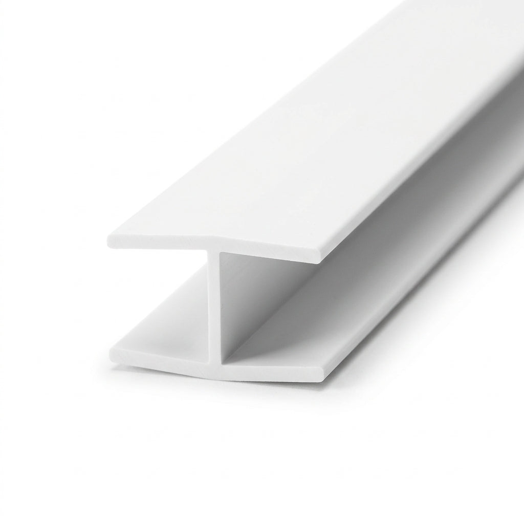6mm Plastic H Section White - Pack of 12, 2.44m Each