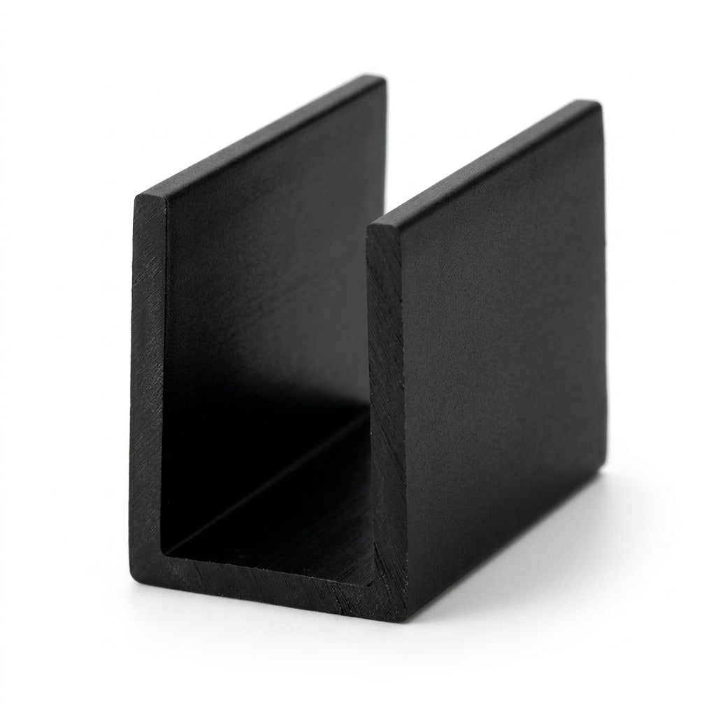 6mm Plastic C Section Black - Pack of 12, 2.44m Each