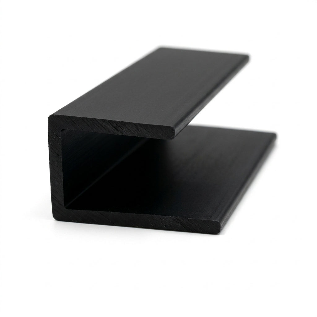 6mm Plastic J Section Black - Pack of 12, 2.44m Each