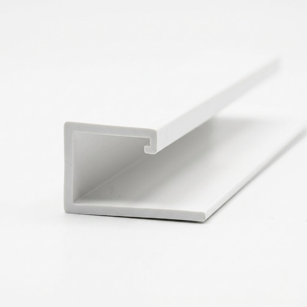 6mm Plastic J Section White - Pack of 12, 2.44m Each