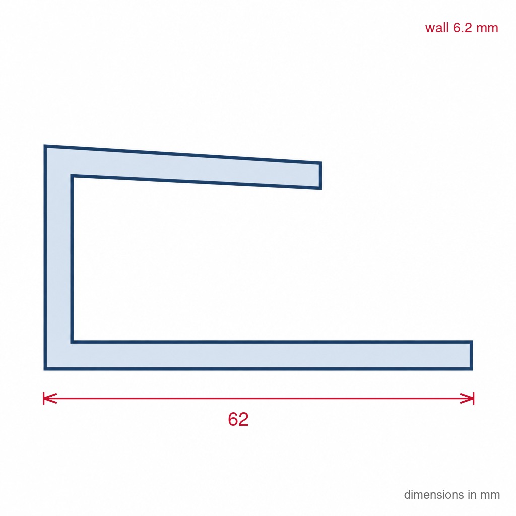6mm Plastic J Section White - Pack of 12, 2.44m Each