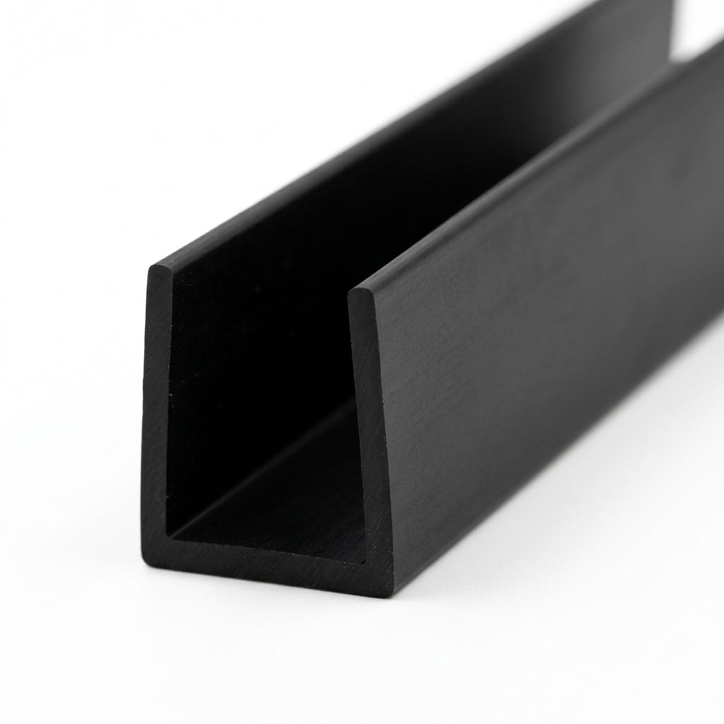 16mm Heavy Duty Black C Section Capping - Pack of 12, 2.44m Each