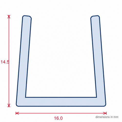 16mm Heavy Duty Black C Section Capping - Pack of 12, 2.44m Each
