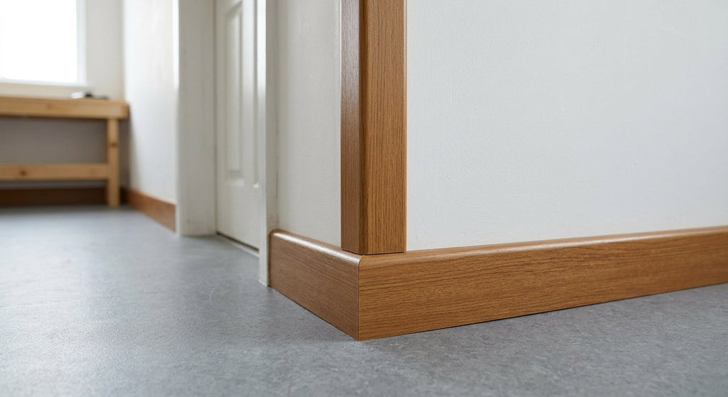 32mm Teak Plastic Angle Trim - Pack of 12, 2.44m Each