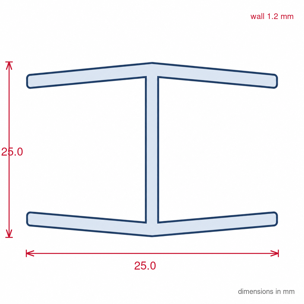 12mm Plastic H Section White - Pack of 12, 2.44m Each