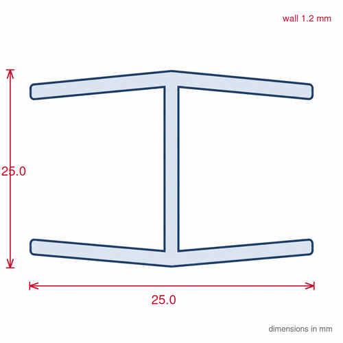 12mm Plastic H Section White - Pack of 12, 2.44m Each