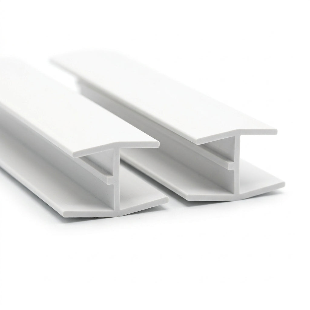 12mm Plastic Unequal H Section White - Pack of 10, 3m Each