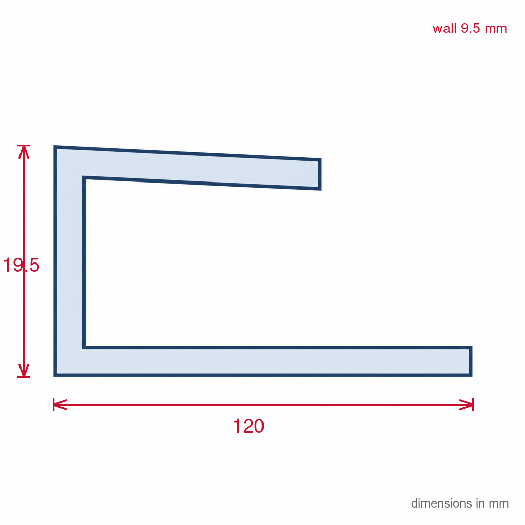 12mm Plastic J Section White - Pack of 12, 2.44m Each
