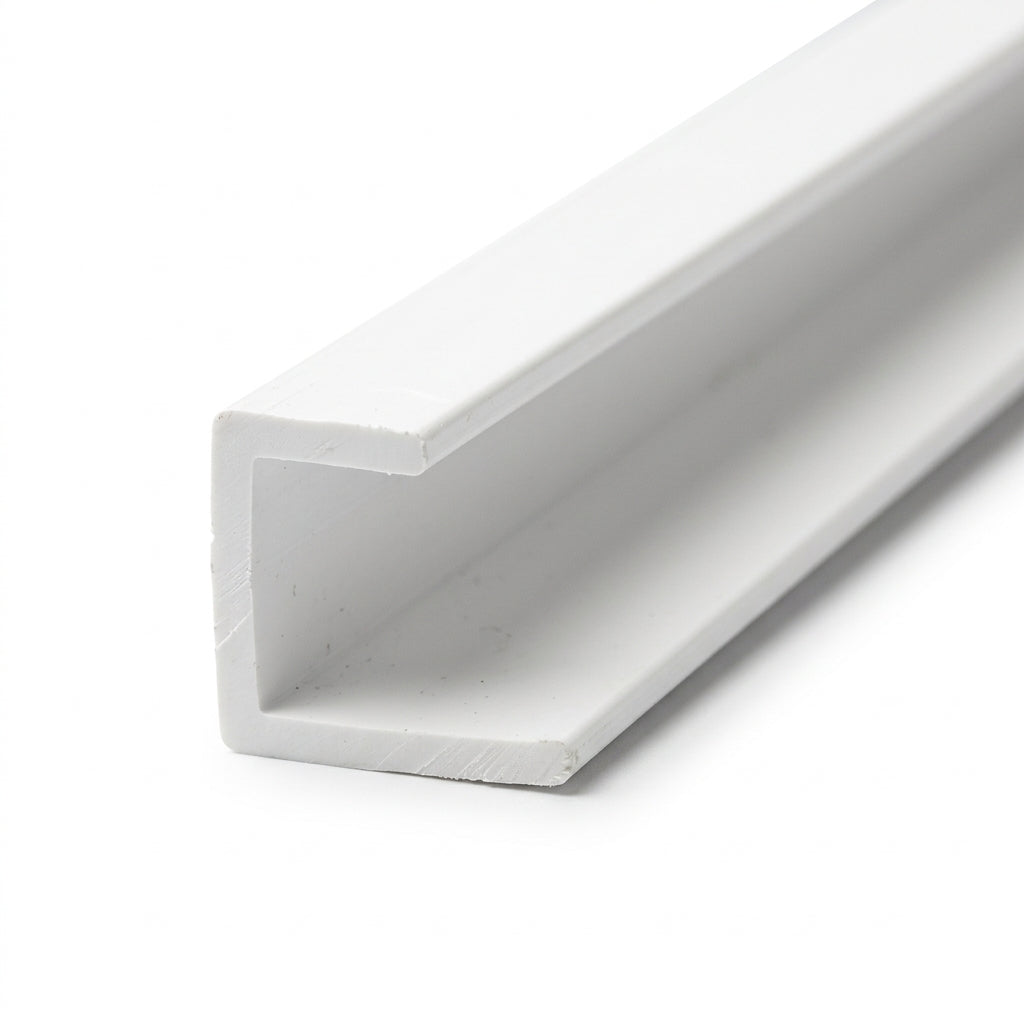 5mm Plastic J Section White - Pack of 12, 2.44m Each