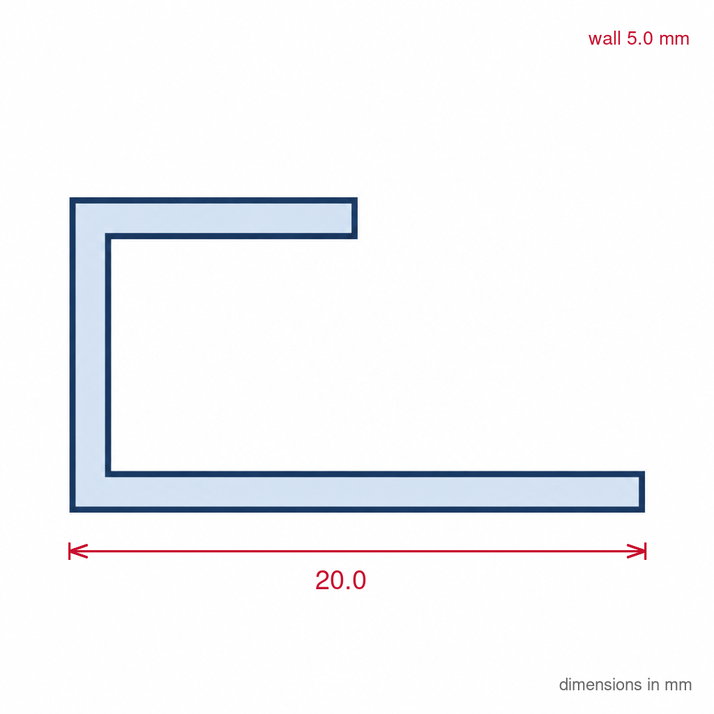 5mm Plastic J Section White - Pack of 12, 2.44m Each