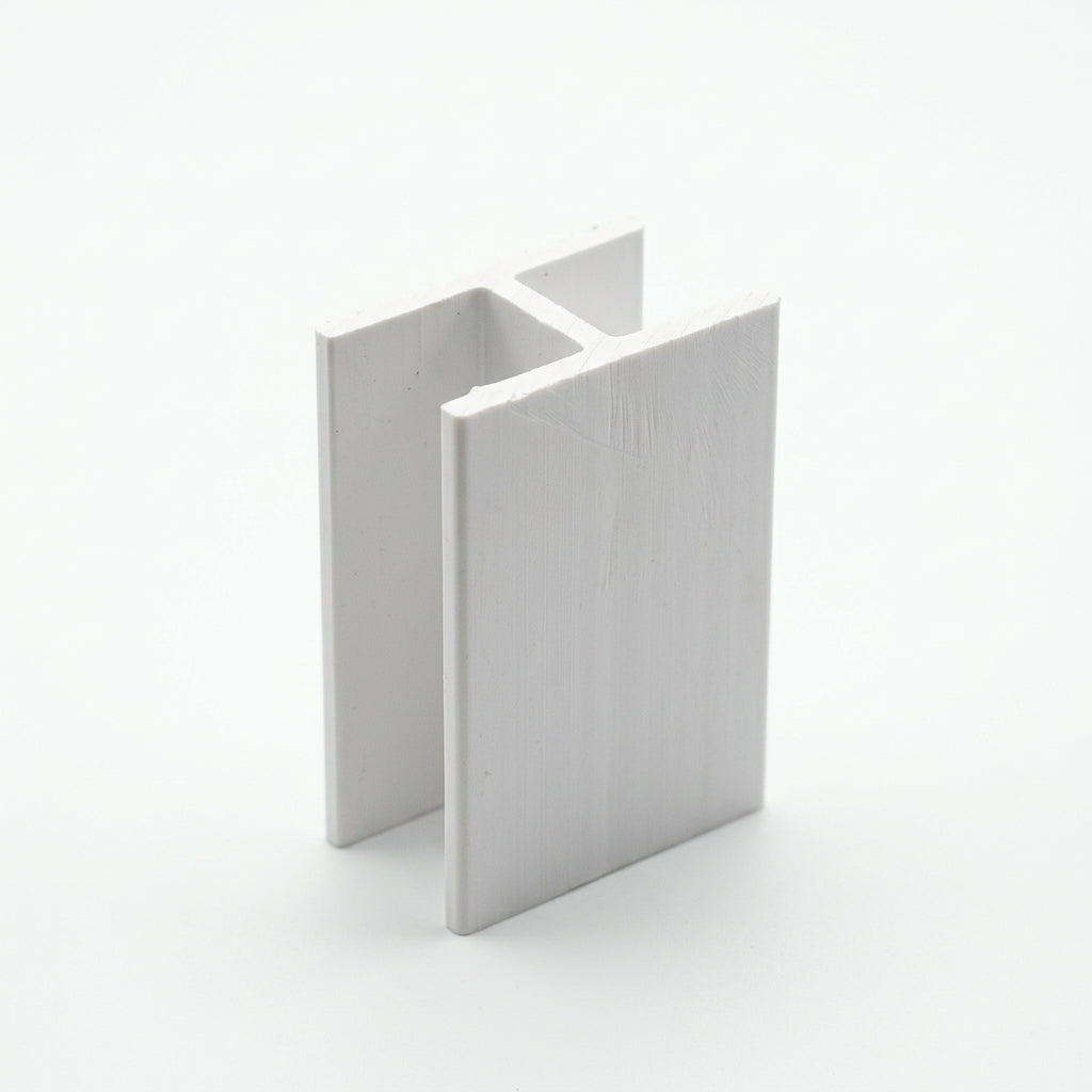 10mm Plastic Unequal H Section White - Pack of 10, 3m Each