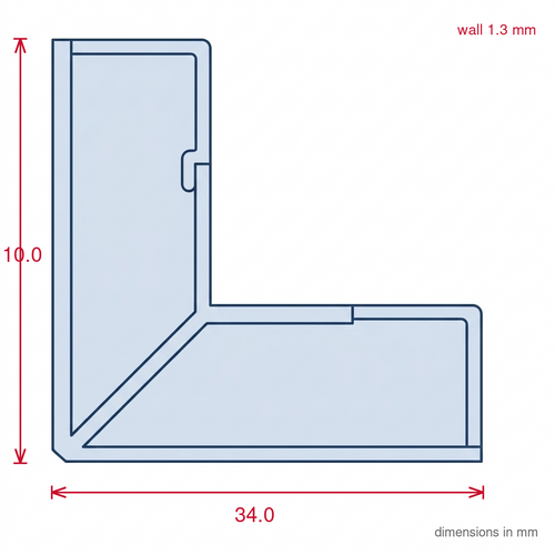 10mm Internal Plastic Corner White - Pack of 10, 3m Each