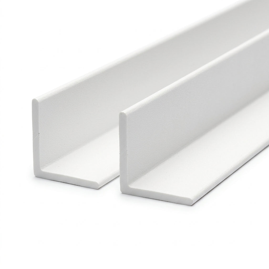 White 38mm PVC Plastic Angle - Pack of 10, 1m Lengths