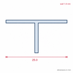 25mm Plastic T Section Black - Pack of 12, 2.44m Each