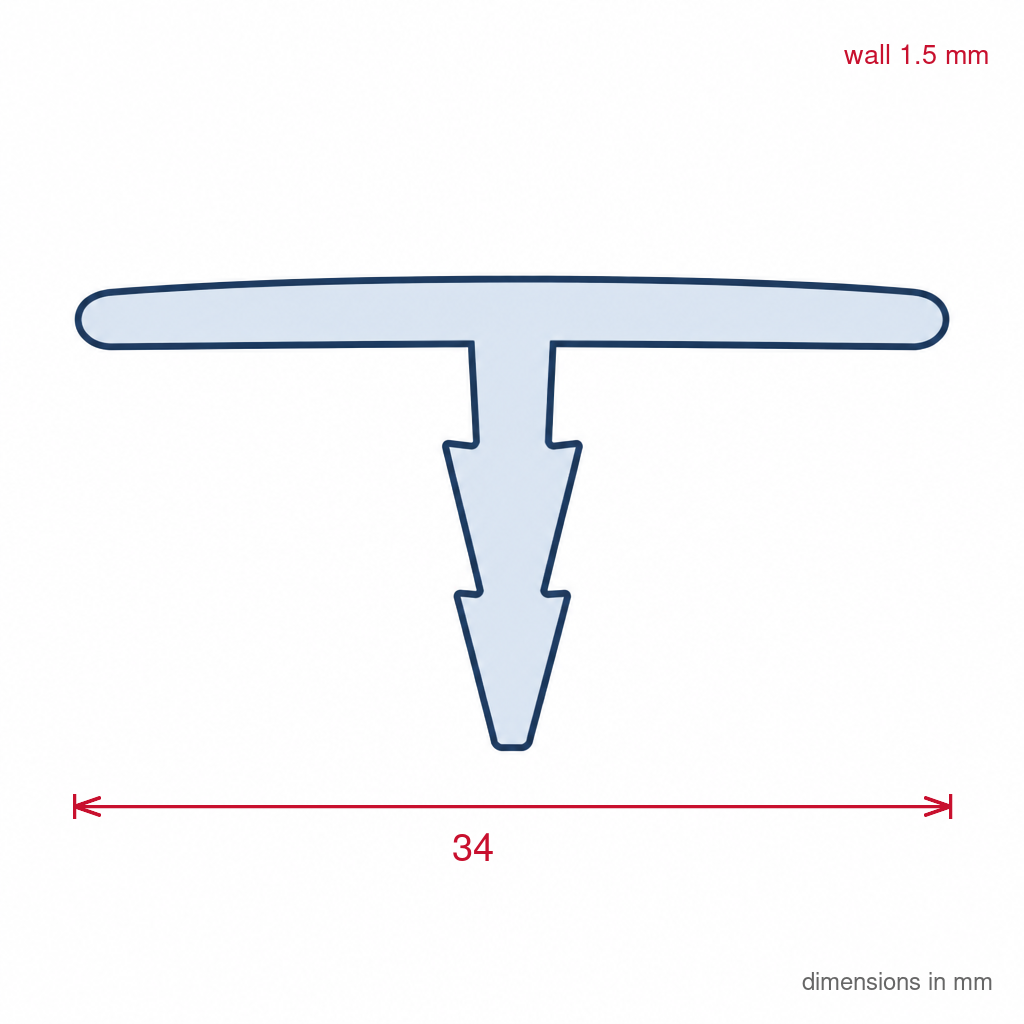 25mm Barb Plastic T Section Black - Pack of 12, 2.44m Each