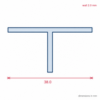38mm Plastic T Section White - Pack of 12, 2.44m Each