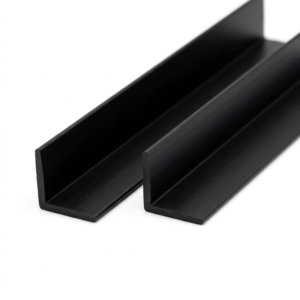 Black 50mm PVC Plastic Angle - Pack of 10, 3m Lengths