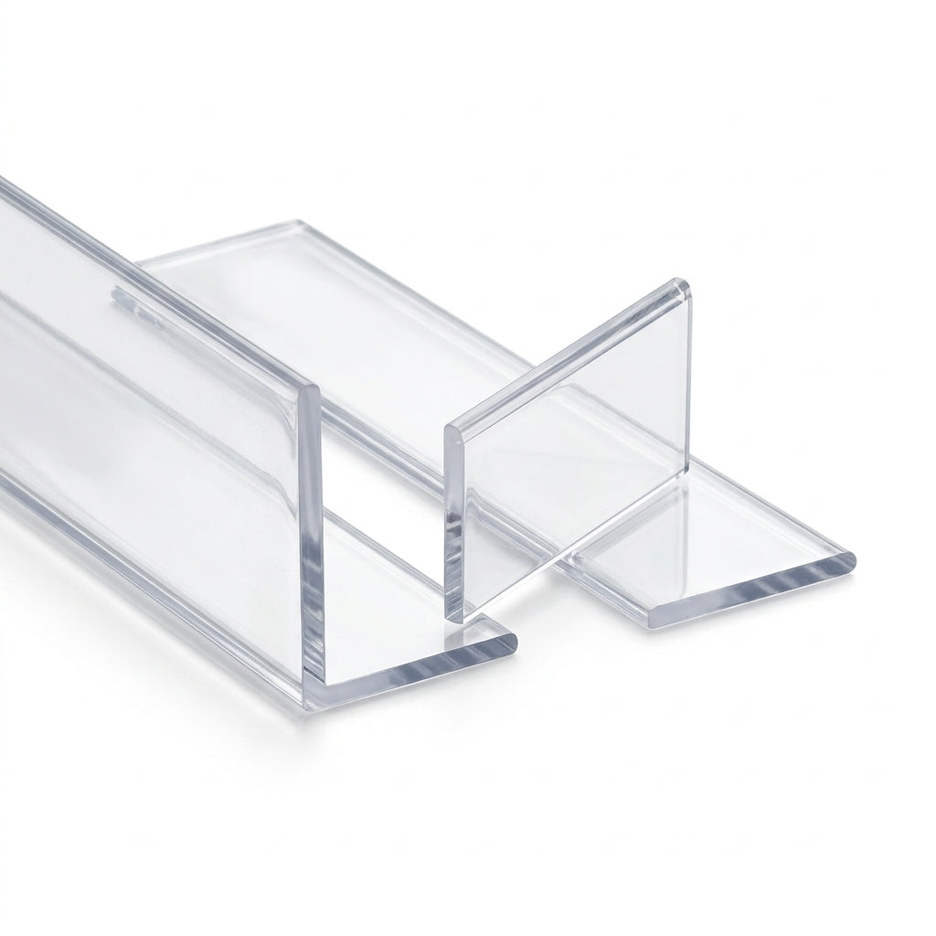Clear PVC Plastic Angle 50mm - Pack of 12, 2.44m Each