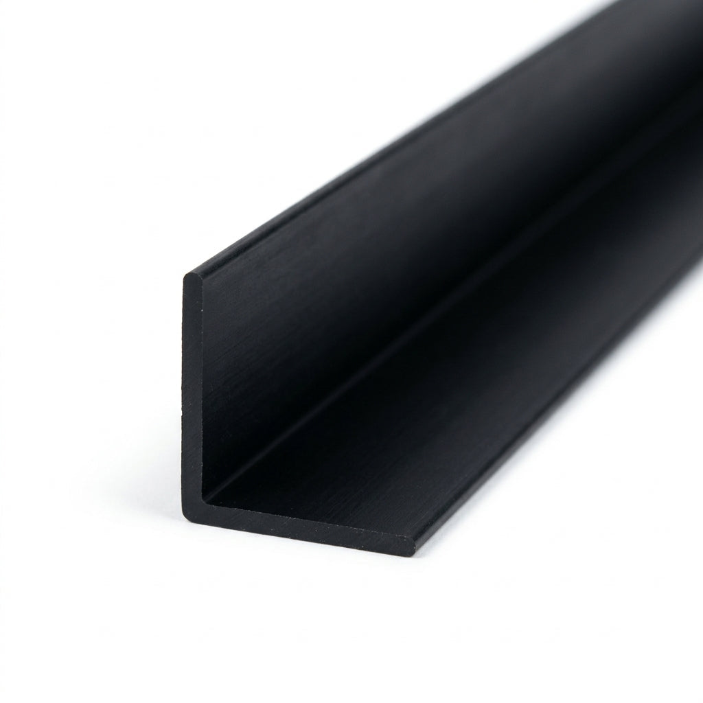 Black PVC Unequal Angle Trim 25mm x 12mm - Pack of 10, 3m Each