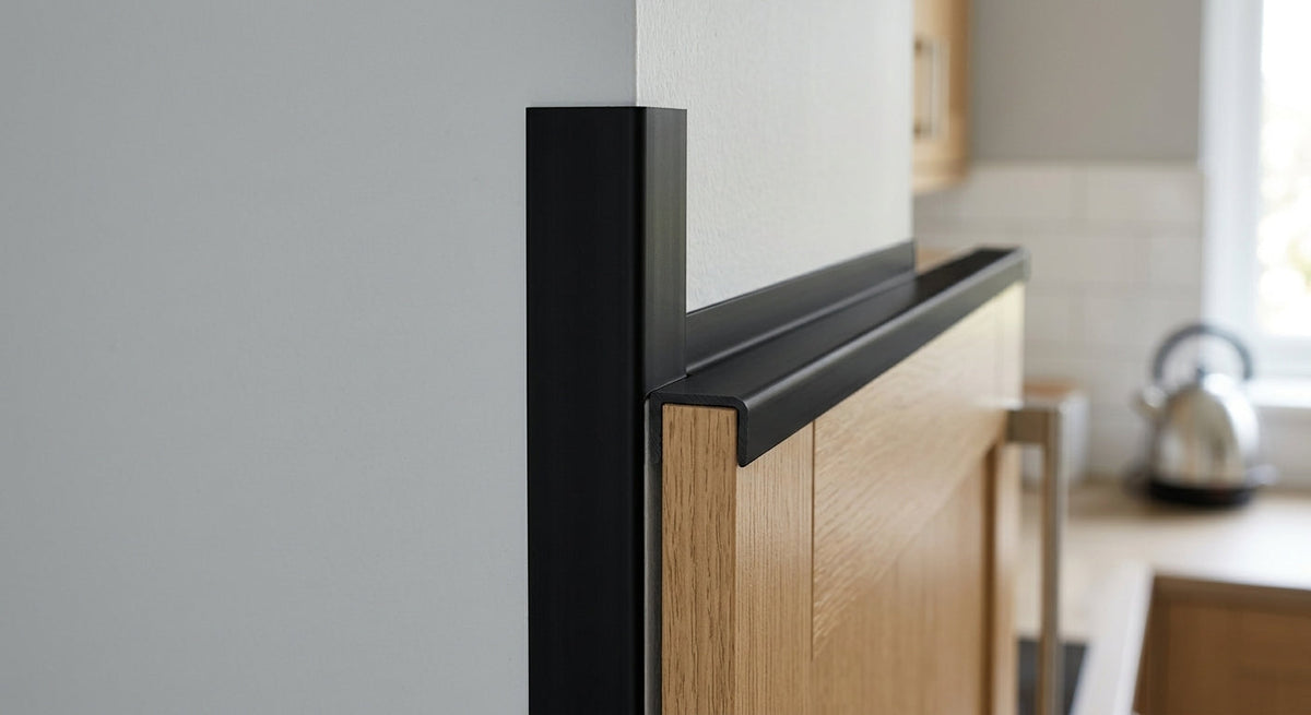 Black PVC Unequal Angle Trim 25mm x 12mm - Pack of 10, 3m Each