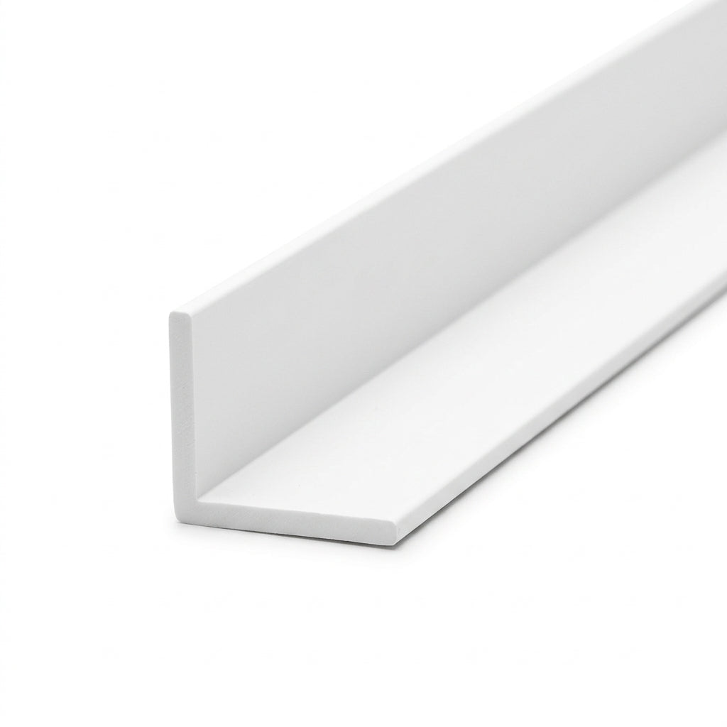 White PVC Plastic Angle 25 x 12mm - Pack of 10, 3m Lengths