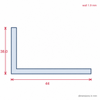 Black PVC Unequal Angle 38 x 19mm - Pack of 10, 3m Each