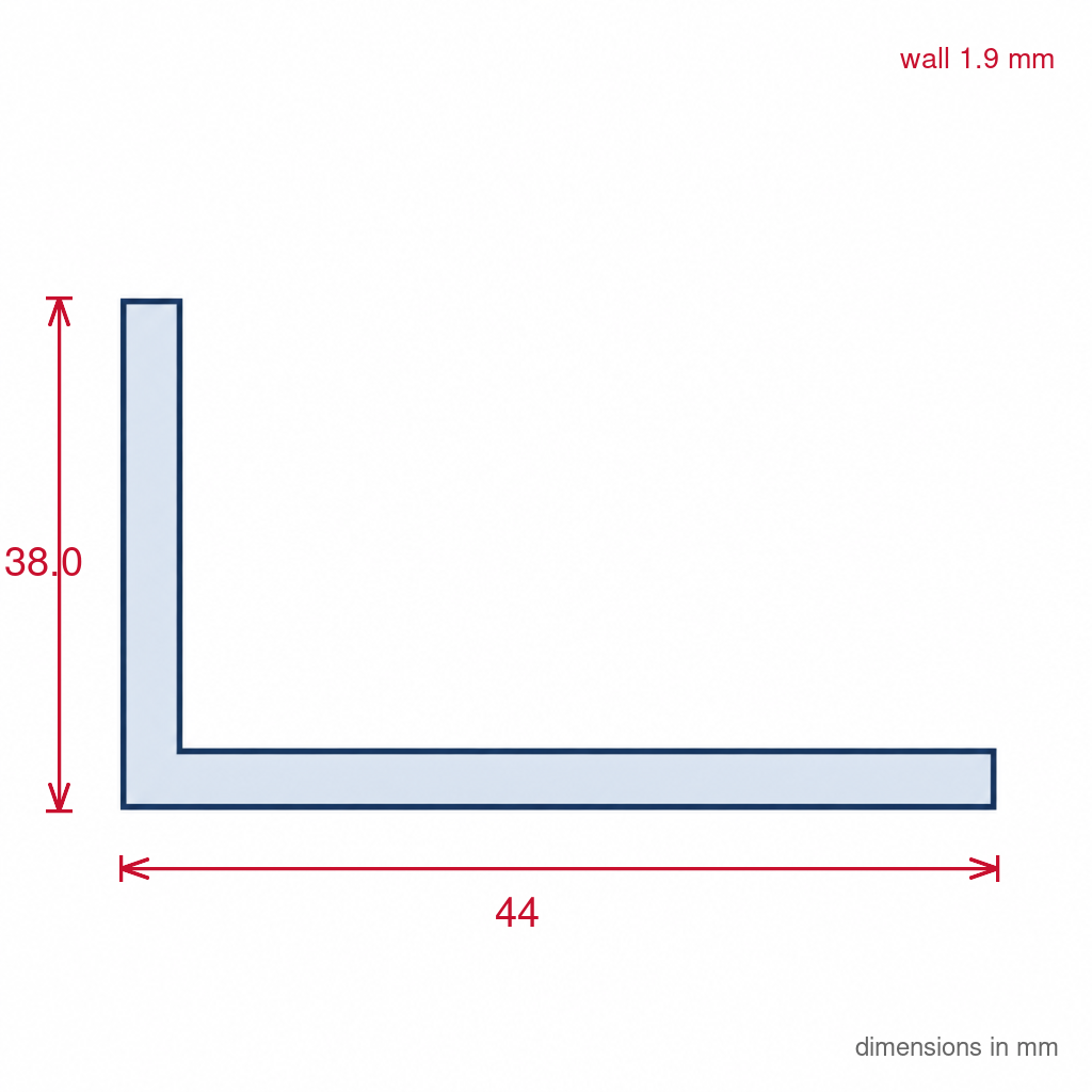 White PVC Plastic Angle 38 x 19mm - Pack of 10, 3m Lengths