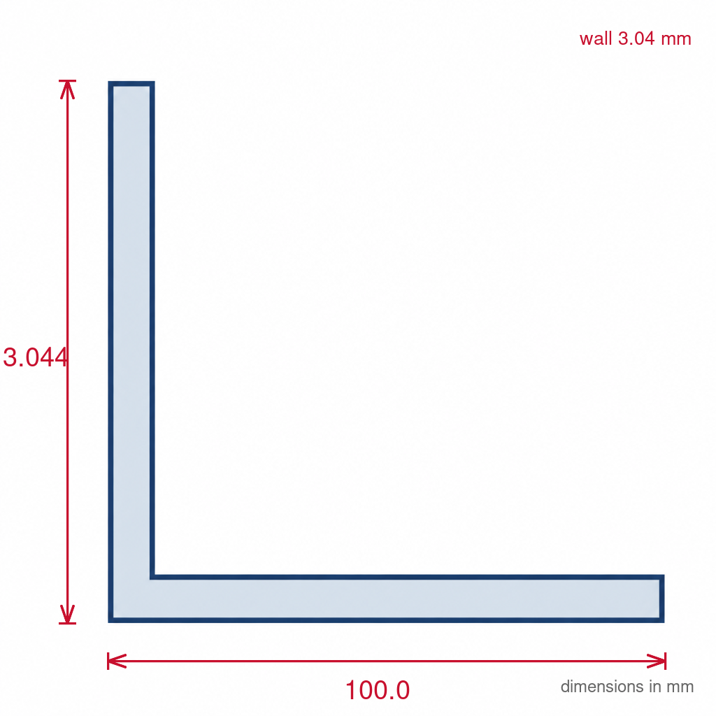 100mm Plastic Angle White - 3 x 3m Lengths