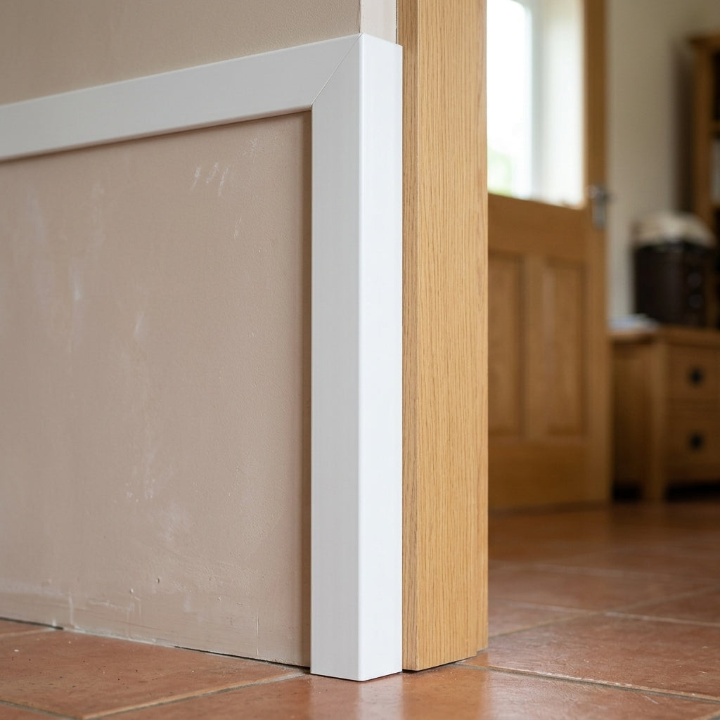 White Plastic Box Section - 50mm x 1m, Pack of 5 Lengths