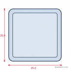 Black Plastic Box Section 25mm - Pack of 10, 1m Each