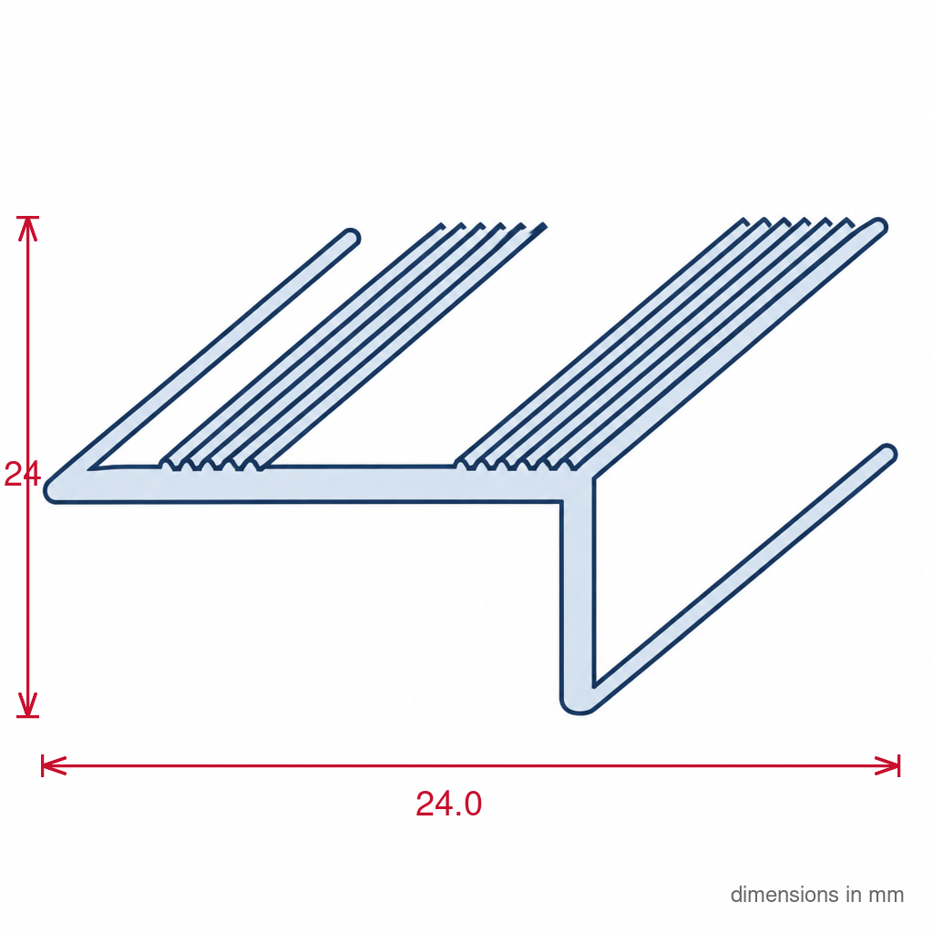 Matt Silver Aluminium Nosing - 5 x 0.895m Lengths