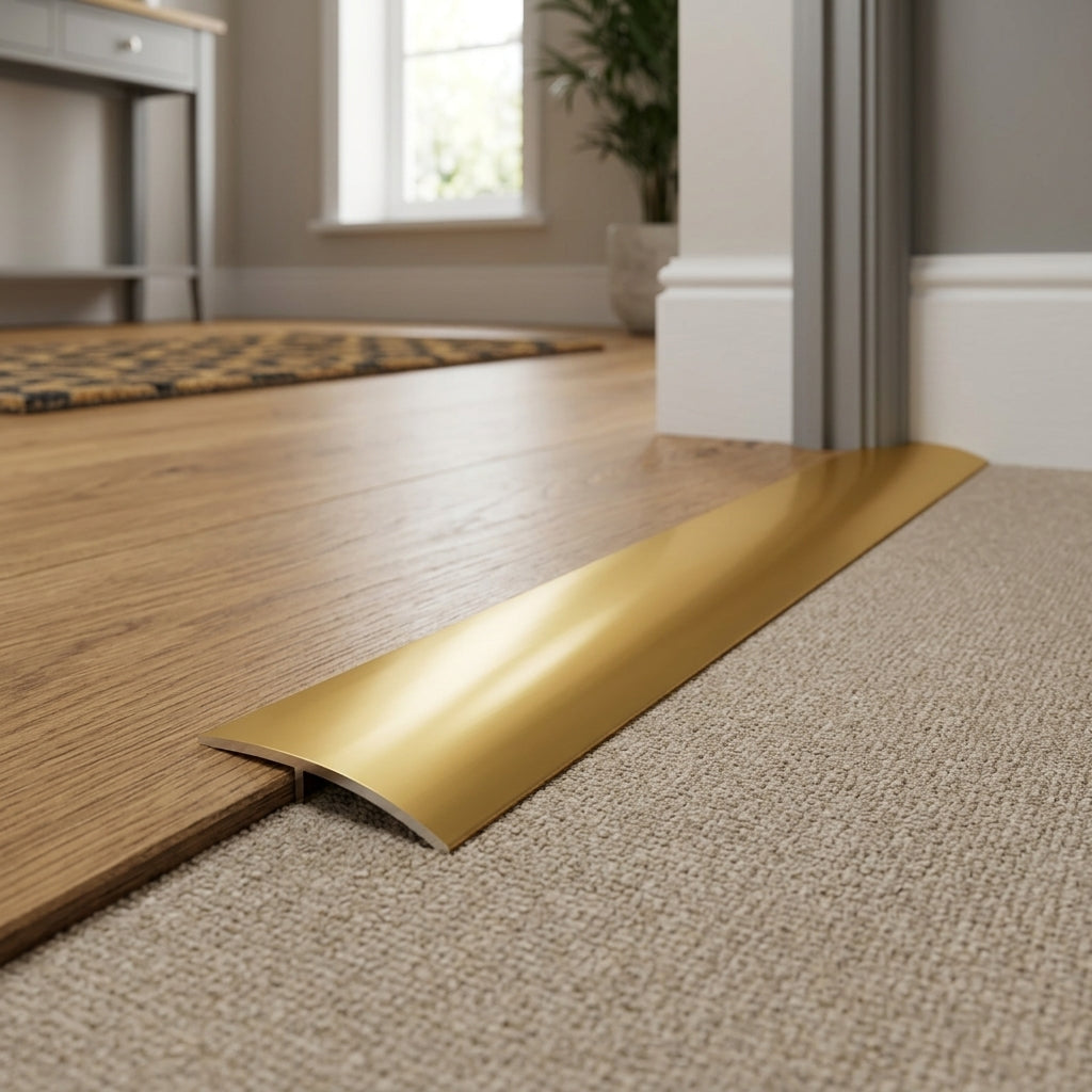 Matt Gold Aluminium Cover Strip - 5 x 0.895m Lengths
