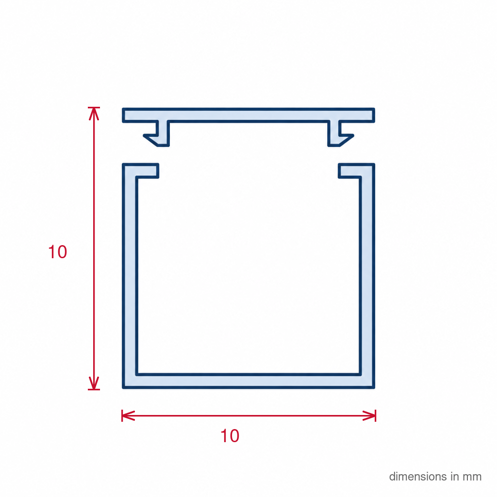 10mm Micro White Mini Trunking Profile - 12 x 2.44m Lengths