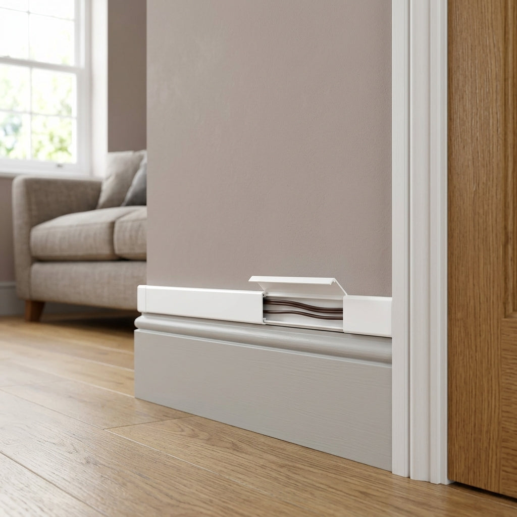 10mm Micro White Mini Trunking Profile - 12 x 2.44m Lengths