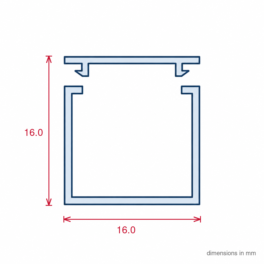 16mm Plain White Mini Trunking - 12 x 2.44m Lengths