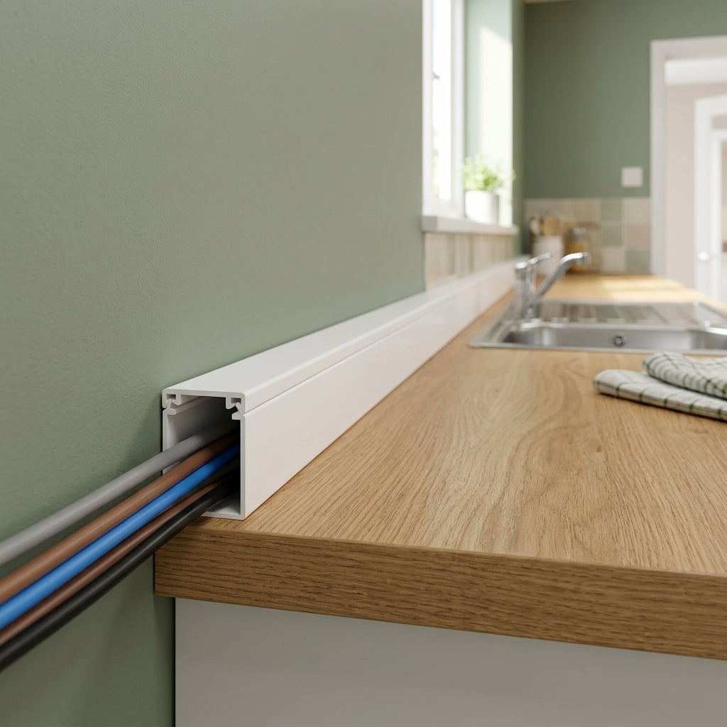 16mm Plain White Mini Trunking - 12 x 2.44m Lengths