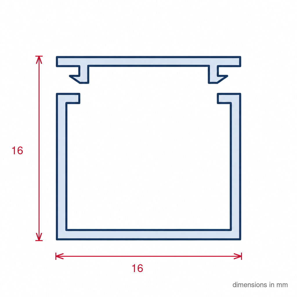 16mm White Mini Trunking Profile - 12 x 2.44m Lengths