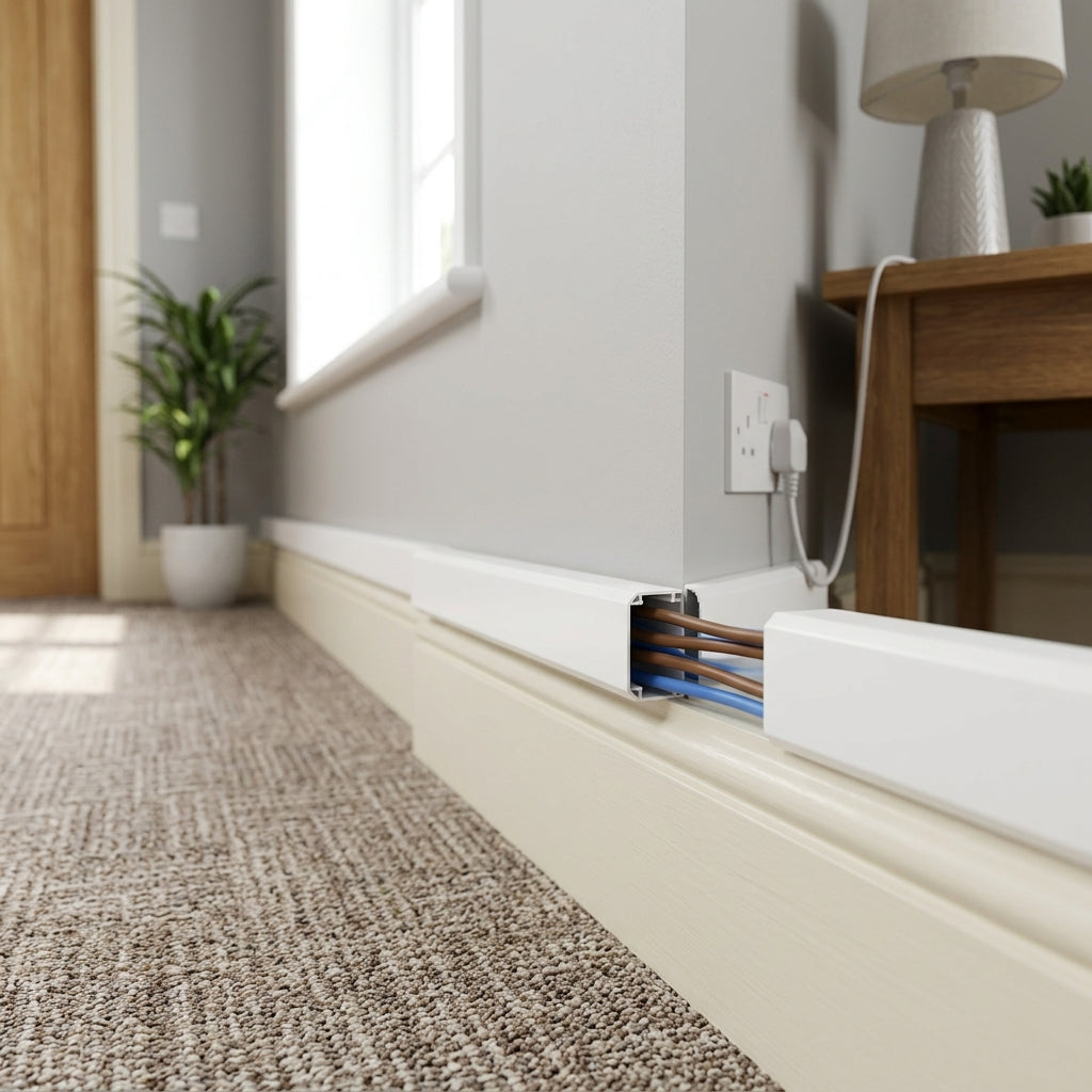 16mm White Mini Trunking Profile - 12 x 2.44m Lengths
