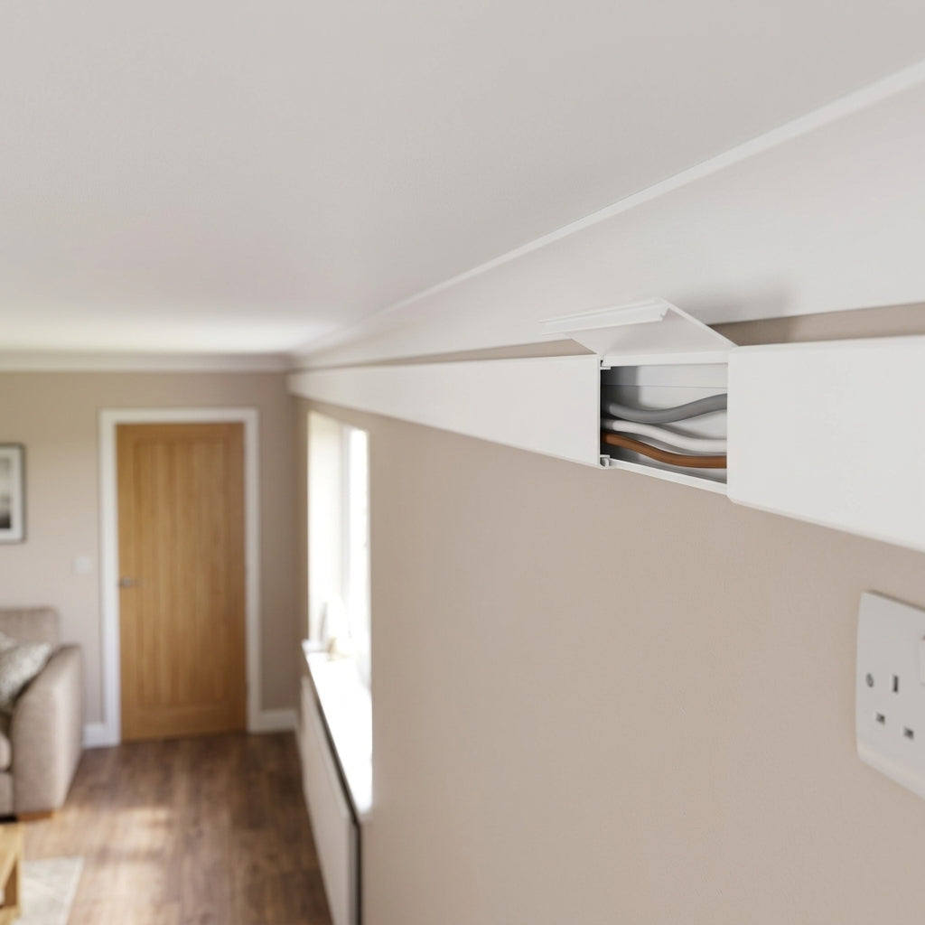 25mm Plain White Mini Trunking Profile - 12 x 2.44m Lengths