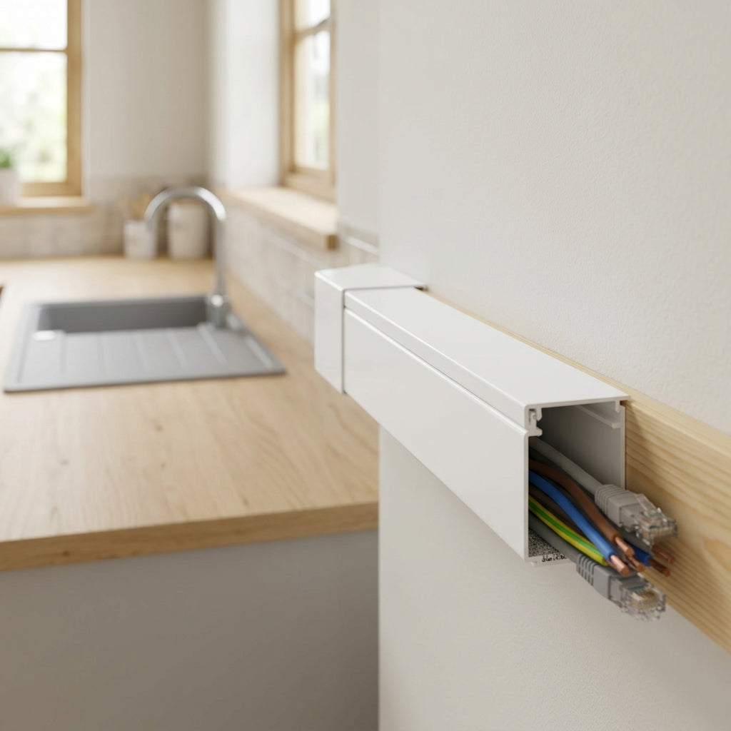 25mm Deep White Mini Trunking Profile - 6 x 2.44m Lengths