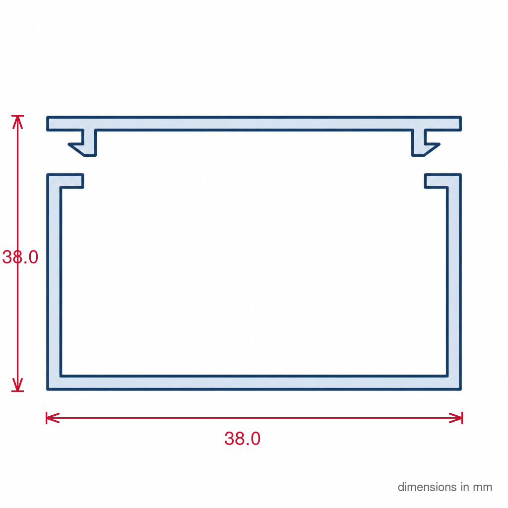 38mm Plain White Mini Trunking Profile - 12 x 2.44m Lengths