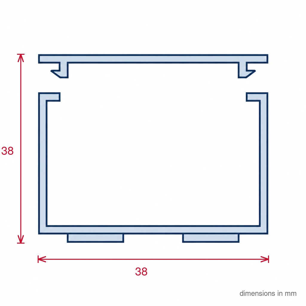 38mm Deep White Mini Trunking Profile - 6 x 2.44m Lengths