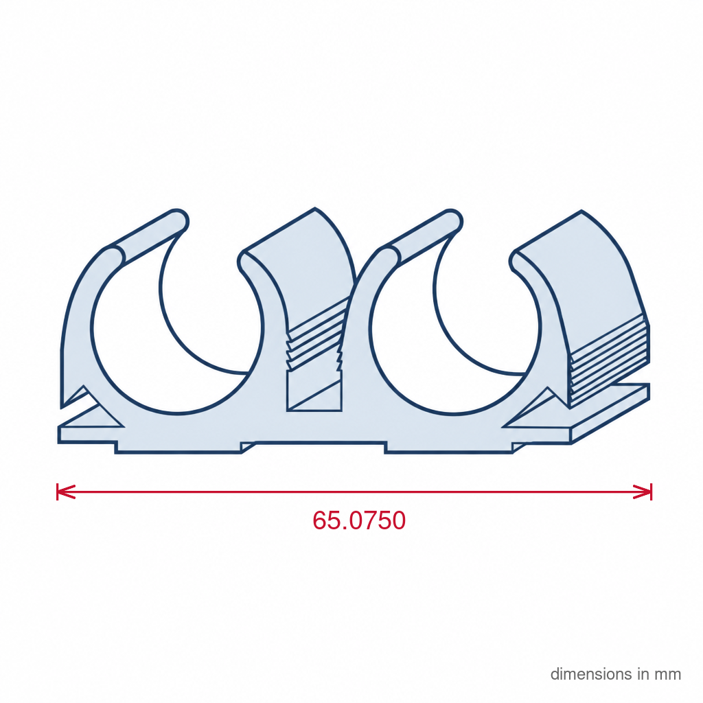 White Double Pipe Clips 1 x 50 - Pack of 50