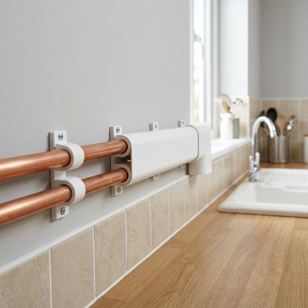 White Double Pipe Clips 1 x 50 - Pack of 50