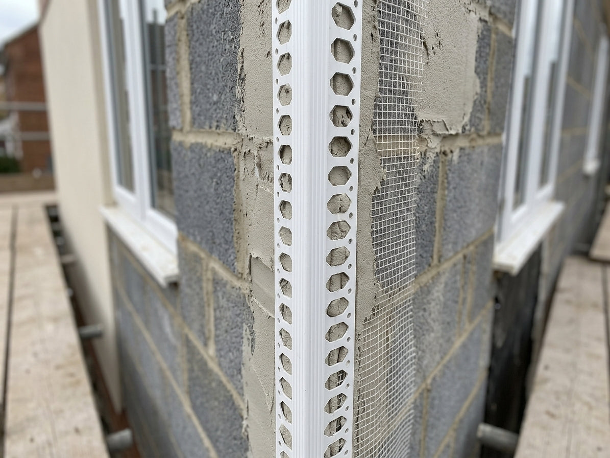 15mm Plastic Render Corner Bead White - 25 x 2.5m Lengths