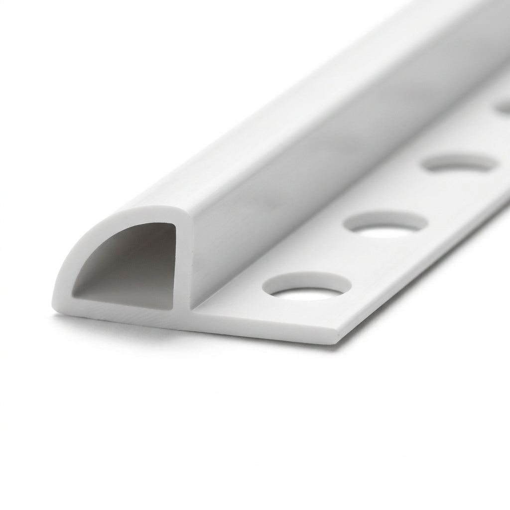 White PVC Tile Edge Trim - 10mm Profile, Pack of 5, 2.44m Each