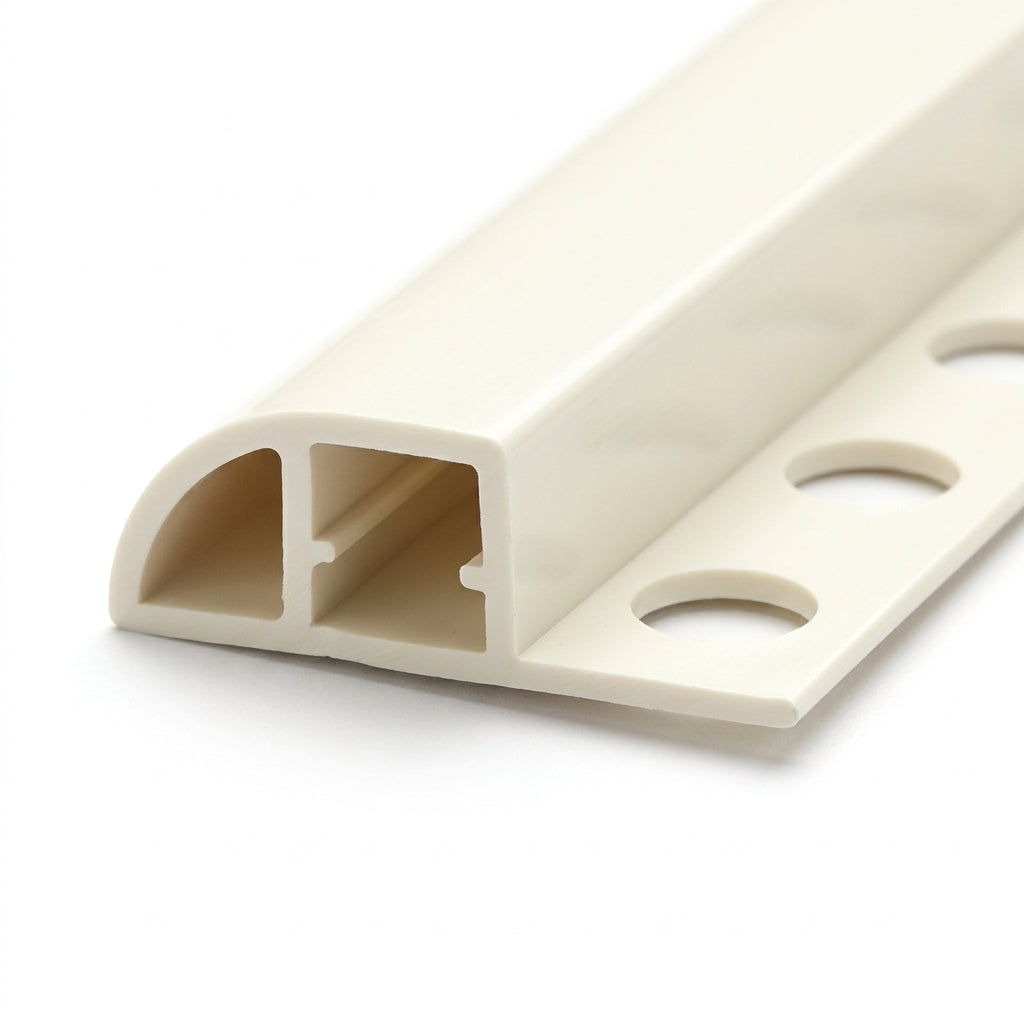 10mm Soft Cream PVC Tile Edge Trim - Pack of 5, 2.44m Each
