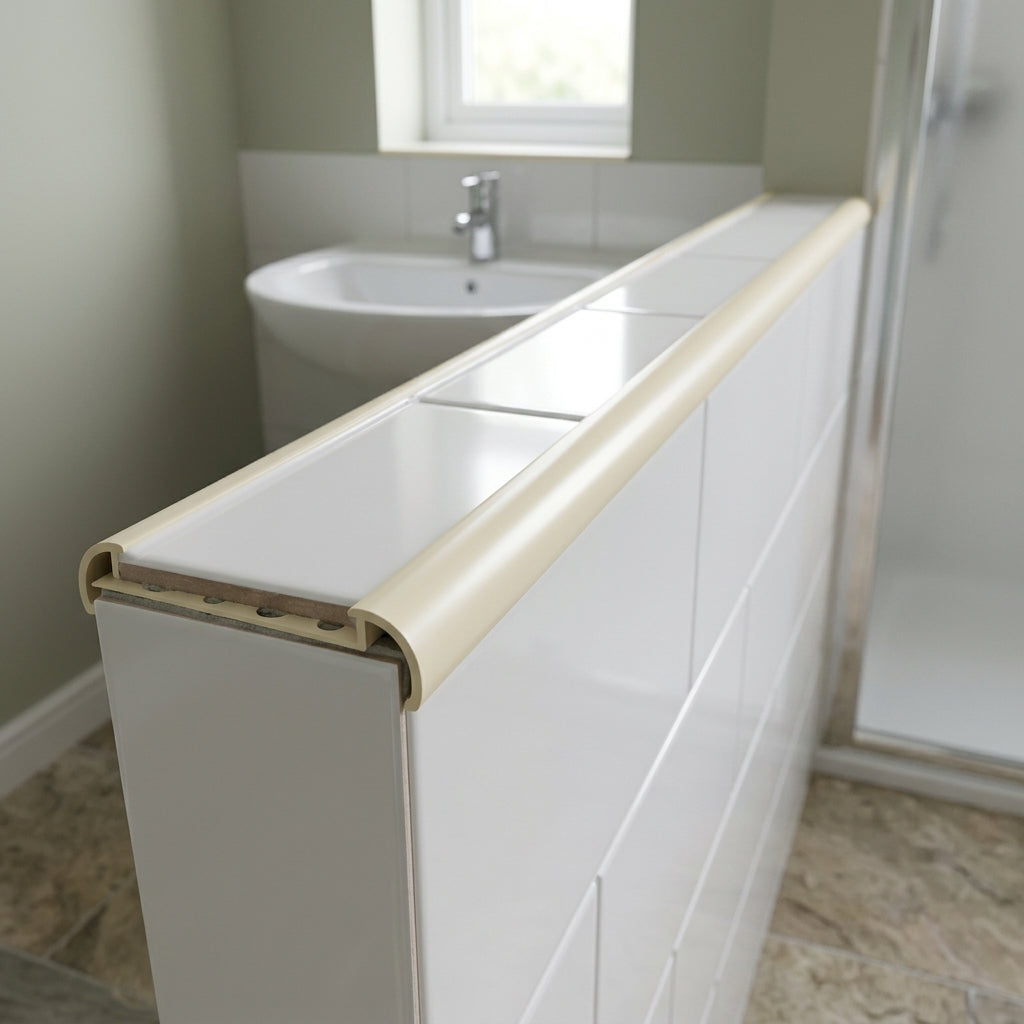 10mm Soft Cream PVC Tile Edge Trim - Pack of 5, 2.44m Each