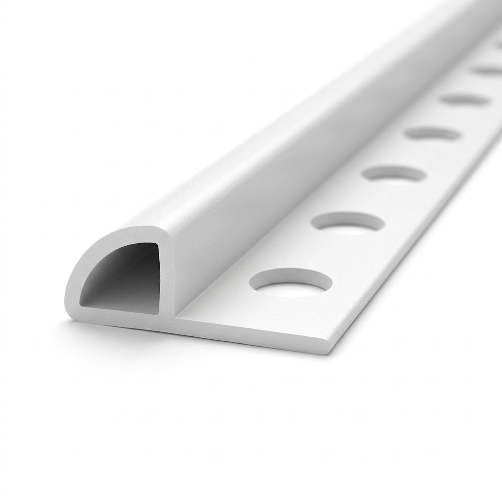 White PVC Tile Edge Trim - 12mm Profile, Pack of 5 x 2.44m Lengths