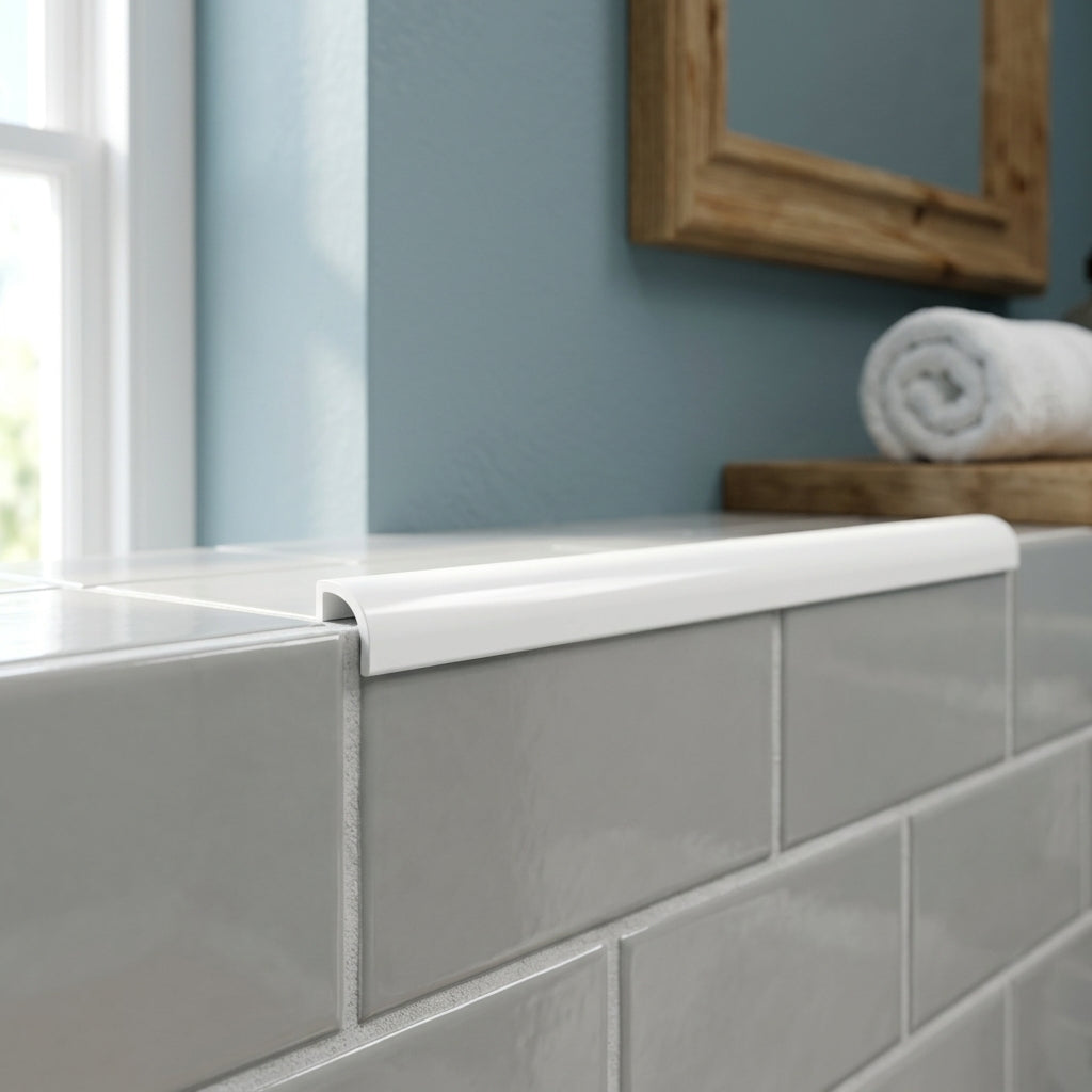 White PVC Tile Trim 6mm - Pack of 5, 2.44m Each